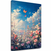 Ζωγραφική Πεταλούδες στο ανθισμένο λιβάδι - Πολύχρωμη κομψότητα