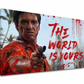 Scarface ζωγραφική σε καμβά Bloody Tony Montana με ένα όπλο στο χέρι του - εικόνα 2
