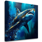 Διακοσμητική ζωγραφική σε καμβά - PREMIUM ART - Shark Force in Dark Water - εικόνα 2