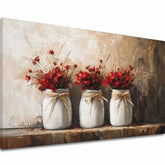 Ρουστίκ ζωγραφική | Άγρια λουλούδια σε βάζο | 100% αυθεντική ακρυλική ζωγραφική