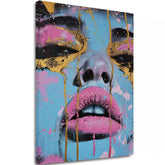 Εικόνα NEON LIPS σε καμβά | Ζωγραφισμένη δομή