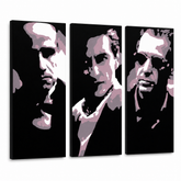 Χειροποίητη ζωγραφική POP Art GODFATHER 3 κομμάτι god3 – Τρισδιάστατη απεικόνιση του χειροποίητα ζωγραφισμένου καμβά σε λευκό φόντο. Κυρίαρχα χρώματα: μαύρο, ροζ, λευκό.