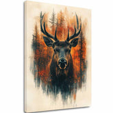 Η εικόνα στον καμβά Δάσος Deer - Κομψό φυσικό σκηνικό - εικόνα 2