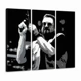 Χειροποίητη ζωγραφική POP Art Big Lebowski 3 μέρη bl – Τρισδιάστατη απεικόνιση του χειροποίητα ζωγραφισμένου καμβά σε λευκό φόντο. Κυρίαρχα χρώματα: μαύρο, λευκό, γκρι.