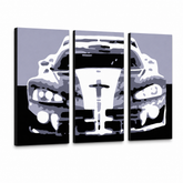 Χειροποίητη ζωγραφική POP Art Dodge Viper GTS 3 κομμάτι vip – Τρισδιάστατη απεικόνιση του χειροποίητα ζωγραφισμένου καμβά σε λευκό φόντο. Κυρίαρχα χρώματα: μαύρο, γκρι, λευκό.