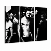 Χειροποίητη ζωγραφική POP Art Fight Club 3 τεμάχια fc – Τρισδιάστατη απεικόνιση του χειροποίητα ζωγραφισμένου καμβά σε λευκό φόντο. Κυρίαρχα χρώματα: μαύρο, λευκό, γκρι.