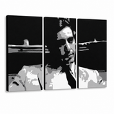 Χειροποίητη ζωγραφική POP Art GODFATHER 3 κομμάτι god6 – Τρισδιάστατη απεικόνιση του χειροποίητα ζωγραφισμένου καμβά σε λευκό φόντο. Κυρίαρχα χρώματα: μαύρο, λευκό, γκρι.