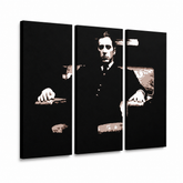 Χειροποίητη ζωγραφική POP Art Godfather 3 piece god10 – Τρισδιάστατη απεικόνιση του χειροποίητα ζωγραφισμένου καμβά σε λευκό φόντο. Κυρίαρχα χρώματα: μαύρο, καφέ, μπεζ.