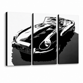 Χειροποίητη ζωγραφική POP Art JAGUAR 3 piece jag – Τρισδιάστατη απεικόνιση του χειροποίητα ζωγραφισμένου καμβά σε λευκό φόντο. Κυρίαρχα χρώματα: μαύρο, λευκό, γκρι.