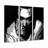Χειροποίητη ζωγραφική POP Art Morrisey 3 κομμάτι πανούκλα – Τρισδιάστατη απεικόνιση του χειροποίητα ζωγραφισμένου καμβά σε λευκό φόντο. Κυρίαρχα χρώματα: μαύρο, λευκό, γκρι.