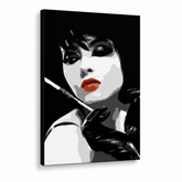 Χειροποίητη ζωγραφική POP Art Pop γυναίκα 1 τεμάχιο ppw – Τρισδιάστατη απεικόνιση του χειροποίητα ζωγραφισμένου καμβά σε λευκό φόντο. Κυρίαρχα χρώματα: μαύρο, λευκό, κόκκινο.
