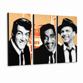 Χειροποίητη ζωγραφική POP Art Rat Pack 3 τεμαχίων rp3 – Τρισδιάστατη απεικόνιση του χειροποίητα ζωγραφισμένου καμβά σε λευκό φόντο. Κυρίαρχα χρώματα: μαύρο, λευκό, πορτοκαλί.