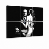 Χειροποίητη ζωγραφική POP Art SOPRANOS 6 τεμαχίων sop2 – Τρισδιάστατη απεικόνιση του χειροποίητα ζωγραφισμένου καμβά σε λευκό φόντο. Κυρίαρχα χρώματα: μαύρο, λευκό, μπλε.
