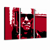 Χειροποίητη ζωγραφική POP Art Terminator 3 τεμάχια ter2 – Τρισδιάστατη απεικόνιση του χειροποίητα ζωγραφισμένου καμβά σε λευκό φόντο. Κυρίαρχα χρώματα: κόκκινο, μαύρο, γκρι.