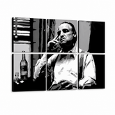 Χειροποίητη ζωγραφική POP Art ζωγραφική MARLON BRANDO 6-μέρος mb9 – Τρισδιάστατη απεικόνιση του χειροποίητα ζωγραφισμένου καμβά σε λευκό φόντο. Κυρίαρχα χρώματα: μαύρο, λευκό, γκρι.