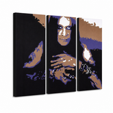Χειροποίητη ζωγραφική POP Art ζωγραφική Ozzy Osbourne 3 κομμάτι Ozz – Τρισδιάστατη απεικόνιση του χειροποίητα ζωγραφισμένου καμβά σε λευκό φόντο. Κυρίαρχα χρώματα: μαύρο, μωβ, καφέ, λευκό, μπλε.