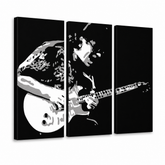 Χειροποίητη ζωγραφική POP Art ζωγραφική Santana 3 piece san – Τρισδιάστατη απεικόνιση του χειροποίητα ζωγραφισμένου καμβά σε λευκό φόντο. Κυρίαρχα χρώματα: μαύρο, λευκό, γκρι.