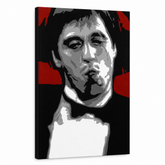 Χειροποίητος πίνακας ζωγραφικής POP Art AL PACINO 1 τεμάχιο al12 – Τρισδιάστατη απεικόνιση του χειροποίητα ζωγραφισμένου καμβά σε λευκό φόντο. Κυρίαρχα χρώματα: κόκκινο, μαύρο, γκρι, λευκό.