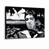 Χειροποίητος πίνακας ζωγραφικής POP Art AL PACINO 1 τεμάχιο al13 – Τρισδιάστατη απεικόνιση του χειροποίητα ζωγραφισμένου καμβά σε λευκό φόντο. Κυρίαρχα χρώματα: μαύρο, λευκό, γκρι.