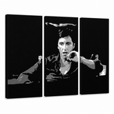 Χειροποίητος πίνακας ζωγραφικής POP Art AL PACINO 3 τεμάχια al16 – Τρισδιάστατη απεικόνιση του χειροποίητα ζωγραφισμένου καμβά σε λευκό φόντο. Κυρίαρχα χρώματα: μαύρο, γκρι, λευκό.