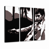 Χειροποίητος πίνακας ζωγραφικής POP Art AL PACINO 3 τεμάχια al24 – Τρισδιάστατη απεικόνιση του χειροποίητα ζωγραφισμένου καμβά σε λευκό φόντο. Κυρίαρχα χρώματα: μαύρο, καφέ, λευκό, γκρι.