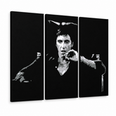Χειροποίητος πίνακας ζωγραφικής POP Art AL PACINO 3 τεμάχια al27 – Τρισδιάστατη απεικόνιση του χειροποίητα ζωγραφισμένου καμβά σε λευκό φόντο. Κυρίαρχα χρώματα: μαύρο, γκρι, λευκό.