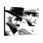 Χειροποίητος πίνακας ζωγραφικής POP Art Butch Cassidy 1 κομμάτι bc – Τρισδιάστατη απεικόνιση του χειροποίητα ζωγραφισμένου καμβά σε λευκό φόντο. Κυρίαρχα χρώματα: μαύρο, λευκό, γκρι.