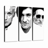 Χειροποίητος πίνακας ζωγραφικής POP Art Die Ärzte 3-part da2 – Τρισδιάστατη απεικόνιση του χειροποίητα ζωγραφισμένου καμβά σε λευκό φόντο. Κυρίαρχα χρώματα: μαύρο, λευκό, γκρι.