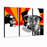 Χειροποίητος πίνακας ζωγραφικής POP Art Fear and Loathing in Las Vegas 3 piece lv2 – Τρισδιάστατη απεικόνιση του χειροποίητα ζωγραφισμένου καμβά σε λευκό φόντο. Κυρίαρχα χρώματα: μαύρο, κόκκινο, πορτοκαλί, λευκό, γκρι.