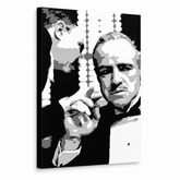 Χειροποίητος πίνακας ζωγραφικής POP Art GODFATHER 1 τεμάχιο gfoh – Τρισδιάστατη απεικόνιση του χειροποίητα ζωγραφισμένου καμβά σε λευκό φόντο. Κυρίαρχα χρώματα: μαύρο, λευκό, γκρι.