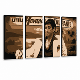 Χειροποίητος πίνακας ζωγραφικής POP Art HAVANA - AL PACINO 4 τεμάχια al17 – Τρισδιάστατη απεικόνιση του χειροποίητα ζωγραφισμένου καμβά σε λευκό φόντο. Κυρίαρχα χρώματα: καφέ, μπεζ, μαύρο.