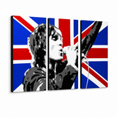 Χειροποίητος πίνακας ζωγραφικής POP Art Ian Brown 3 τεμάχια ib4 – Τρισδιάστατη απεικόνιση του χειροποίητα ζωγραφισμένου καμβά σε λευκό φόντο. Κυρίαρχα χρώματα: μαύρο, κόκκινο, μπλε, λευκό, γκρι.