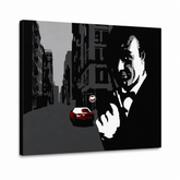 Χειροποίητος πίνακας ζωγραφικής POP Art James Bond 1 μέρος bond3 – Τρισδιάστατη απεικόνιση του χειροποίητα ζωγραφισμένου καμβά σε λευκό φόντο. Κυρίαρχα χρώματα: μαύρο, γκρι, κόκκινο.