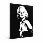 Χειροποίητος πίνακας ζωγραφικής POP Art Marilyn MONROE 1 τεμάχιο mon5 – Τρισδιάστατη απεικόνιση του χειροποίητα ζωγραφισμένου καμβά σε λευκό φόντο. Κυρίαρχα χρώματα: μαύρο, λευκό, γκρι.