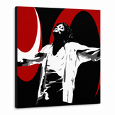 Χειροποίητος πίνακας ζωγραφικής POP Art Michael Jackson 1 μέρος mj1 – Τρισδιάστατη απεικόνιση του χειροποίητα ζωγραφισμένου καμβά σε λευκό φόντο. Κυρίαρχα χρώματα: μαύρο, κόκκινο, λευκό.