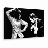 Χειροποίητος πίνακας ζωγραφικής POP Art Pulp Fiction 1 κομμάτι pulp4 – Τρισδιάστατη απεικόνιση του χειροποίητα ζωγραφισμένου καμβά σε λευκό φόντο. Κυρίαρχα χρώματα: μαύρο, λευκό, γκρι.