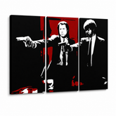 Χειροποίητος πίνακας ζωγραφικής POP Art Pulp Fiction 3 τεμαχίων pulp5 – Τρισδιάστατη απεικόνιση του χειροποίητα ζωγραφισμένου καμβά σε λευκό φόντο. Κυρίαρχα χρώματα: μαύρο, κόκκινο, λευκό.