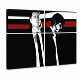 Χειροποίητος πίνακας ζωγραφικής POP Art Pulp Fiction 4 piece pulp – Τρισδιάστατη απεικόνιση του χειροποίητα ζωγραφισμένου καμβά σε λευκό φόντο. Κυρίαρχα χρώματα: μαύρο, κόκκινο, λευκό, γκρι, καφέ.