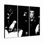 Χειροποίητος πίνακας ζωγραφικής POP Art SCARFACE-AL PACINO 6 τεμαχίων al5 – Τρισδιάστατη απεικόνιση του χειροποίητα ζωγραφισμένου καμβά σε λευκό φόντο. Κυρίαρχα χρώματα: μαύρο, λευκό.