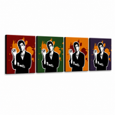 Χειροποίητος πίνακας ζωγραφικής POP Art Σημαδεμένος - AL PACINO 4 τεμάχια 200x50cm al37 – Τρισδιάστατη απεικόνιση του χειροποίητα ζωγραφισμένου καμβά σε λευκό φόντο. Κυρίαρχα χρώματα: μαύρο, πορτοκαλί, κόκκινο, πράσινο, μωβ.