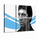 Χειροποίητος πίνακας ζωγραφικής POP Art Σημαδεμένος - AL PACINO 6 τεμάχια al40 – Τρισδιάστατη απεικόνιση του χειροποίητα ζωγραφισμένου καμβά σε λευκό φόντο. Κυρίαρχα χρώματα: μαύρο, μπλε, λευκό.