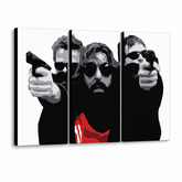 Χειροποίητος πίνακας ζωγραφικής POP Art The bondock saint 3 piece tbs – Τρισδιάστατη απεικόνιση του χειροποίητα ζωγραφισμένου καμβά σε λευκό φόντο. Κυρίαρχα χρώματα: μαύρο, λευκό, κόκκινο.