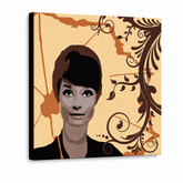 Χειροποίητος πίνακας ζωγραφικής POP Art της Audrey Hepburn 1 τεμάχιο ah7 – Τρισδιάστατη απεικόνιση του χειροποίητα ζωγραφισμένου καμβά σε λευκό φόντο. Κυρίαρχα χρώματα: καφέ, πορτοκαλί, μαύρο.