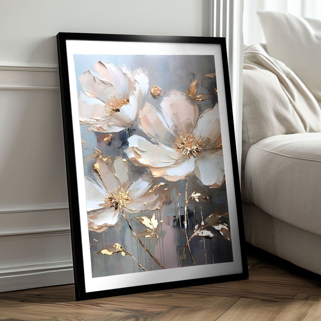 Αφίσα τοίχου με EXTRA εφέ - Χρυσά πέταλα | διάφορες διαστάσεις