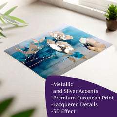 Αφίσα τοίχου με EXTRA εφέ - Teal Flowers | διάφορες διαστάσεις