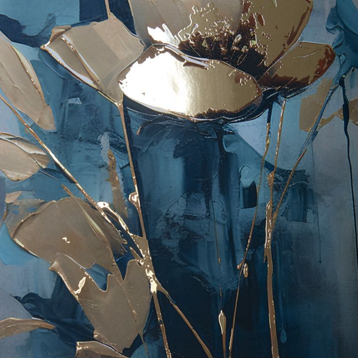 Αφίσα τοίχου με EXTRA εφέ - Teal Flowers | διάφορες διαστάσεις