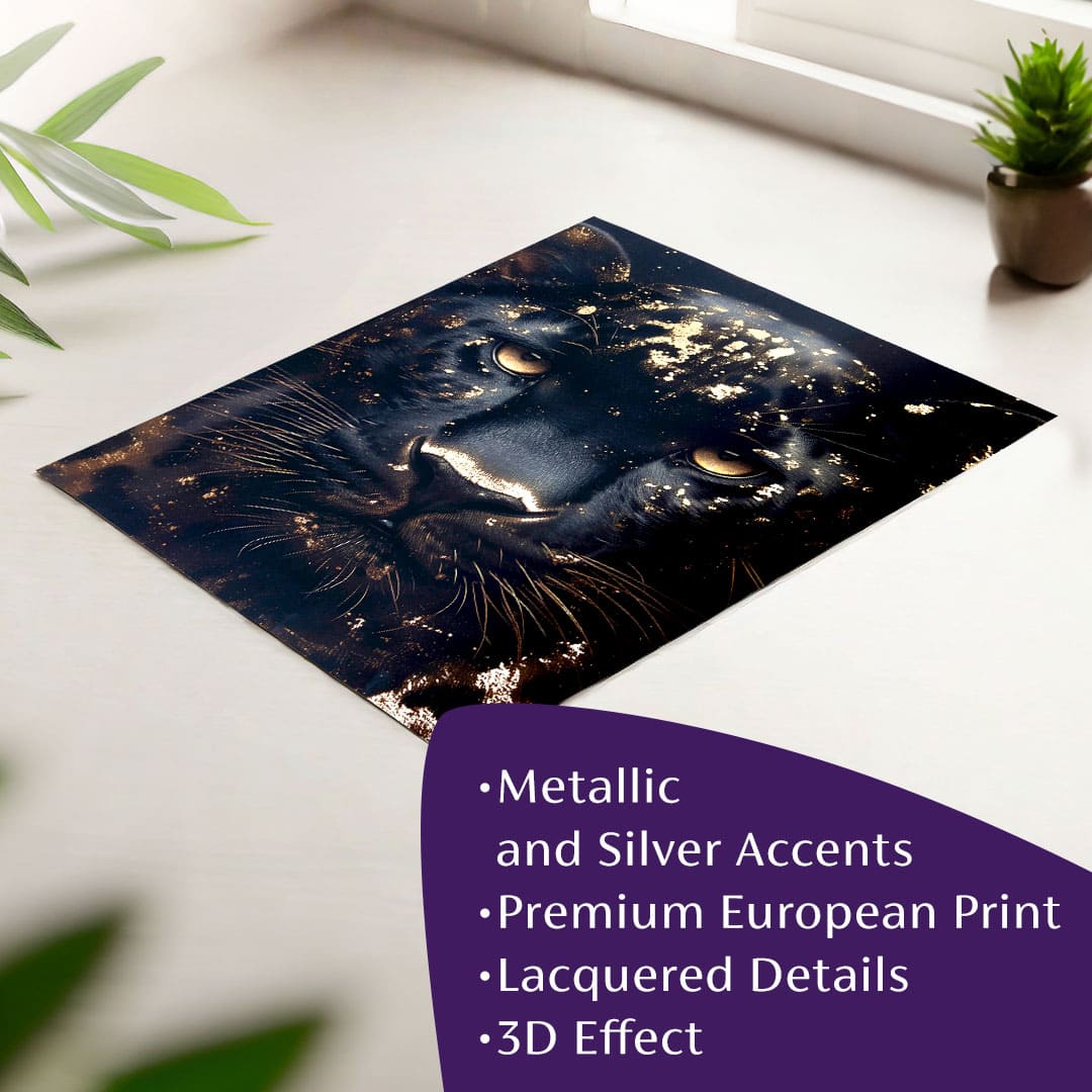 Αφίσα τοίχου με EXTRA εφέ - Χρυσός Πάνθηρας | διάφορες διαστάσεις