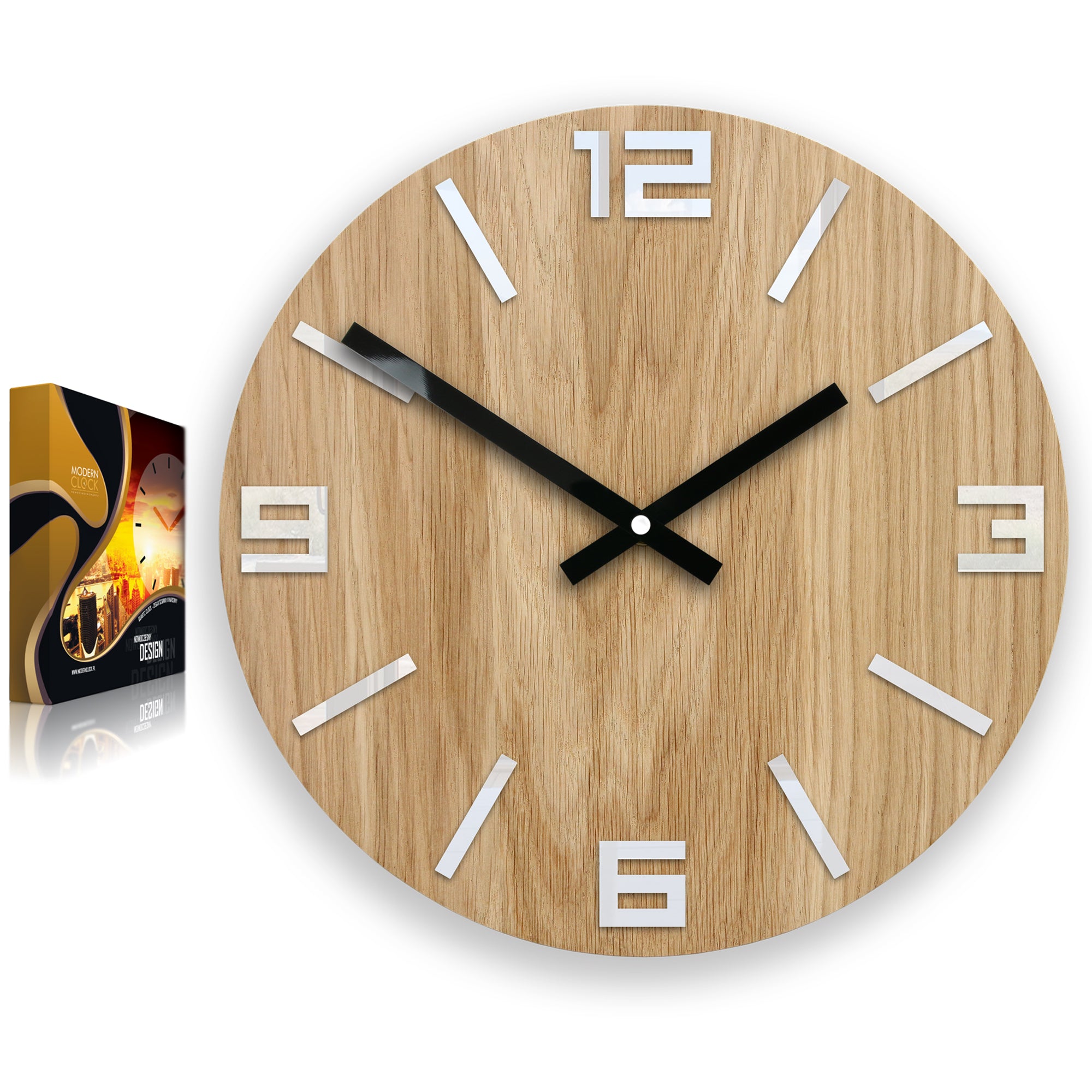 Ξύλινο ρολόι τοίχου ARABIC Λευκό