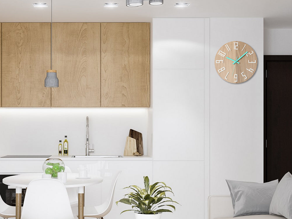 Ξύλινο ρολόι τοίχου SLIM White-Menthol