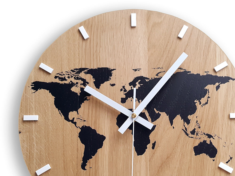Ξύλινο ρολόι τοίχου Χάρτης Μαύρο